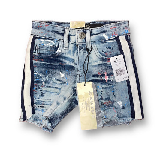 Toddler’s Paint Splatter Side-Taped Distressed Shorts