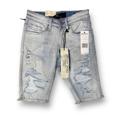 Boy’s Distressed Denim Motto Patched Jean Shorts